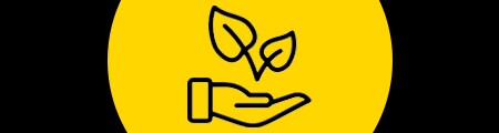 Icône représentant l’innovation et le développement durable en jaune et noir
