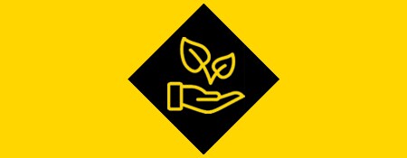 Icône illustrant le développement durable en jaune et noir

