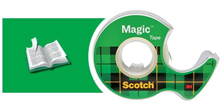 Ruban Scotch® Magic™ et exemple d’utilisation : réparation d’une page de livre déchirée
