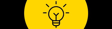 Icône illustrant la polyvalence et l’inspiration en jaune et noir

